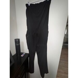 Cache Strapless Jumpsuit Wide Leg Drawstring Waist Black Casual Size M